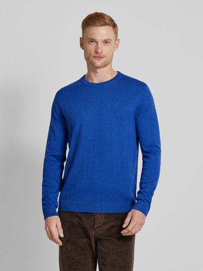 Tom Tailor Strickpullover mit Label-Stitching Modell 'BASIC' Royal 4