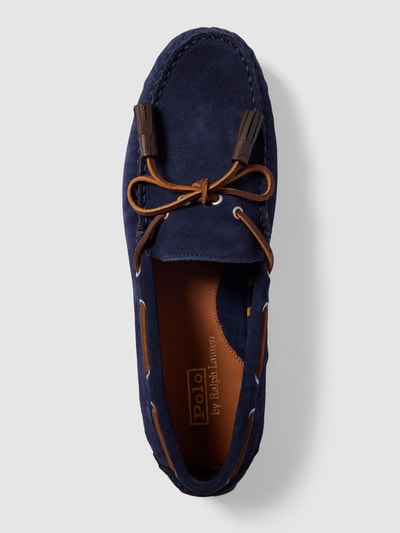 Polo Ralph Lauren Mokasyny typu tassel loafer ze skóry welurowej Granatowy 5