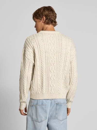 REVIEW Gebreide pullover met kabelpatroon Ecru - 5