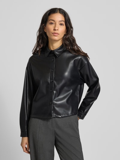 ZABAIONE Overhemdblouse in leerlook Zwart - 4