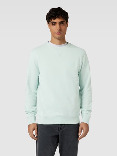 BOSS Orange Sweatshirt met labelstitching, model 'Westart' Turquoise - 4