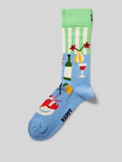 Happy Socks Socken mit Label-Print Blau 1