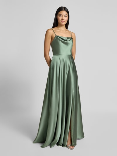 Laona Avondjurk met cascadehals Groen - 1
