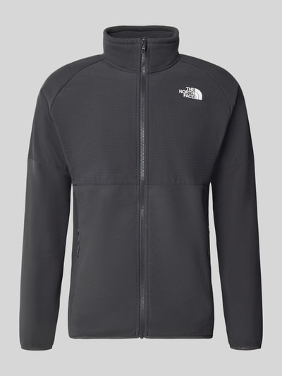 Produktfoto, Regular Fit Jacke mit Stehkragen Modell 'GLACIER' von The North Face, schwarzer Stoff, Reißverschluss, Logo-Print, Eingrifftaschen