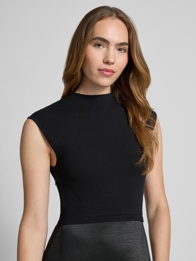 BOSS Sukienka z dzianiny taliowana ze spódnicą z satyny model ‘FERDOLINI’ Czarny 3