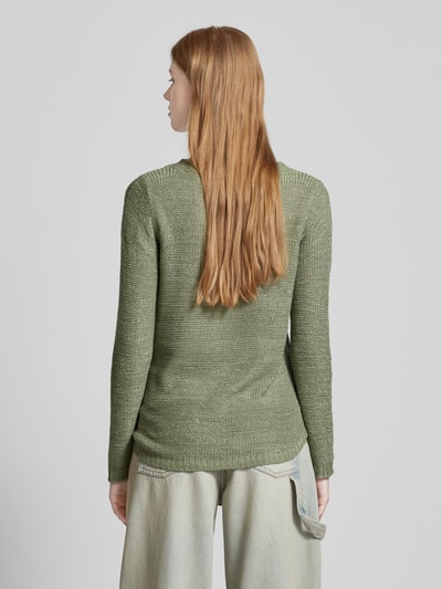 Only Gebreide pullover met ronde hals, model 'GEENA' Rietgroen - 5