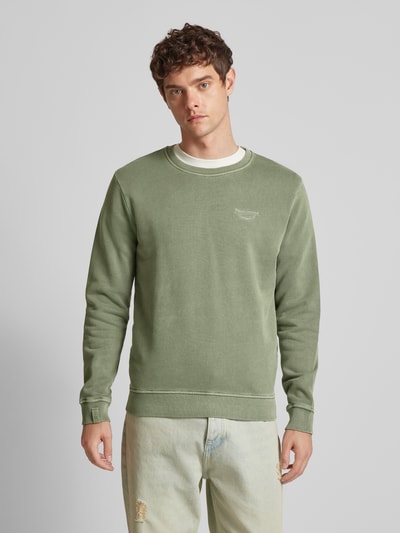 Pepe Jeans Sweatshirt mit Label-Stitching Modell 'Aris Crew' Oliv 4