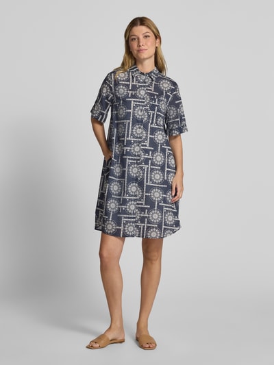 Marc O'Polo Relaxed Fit Hemdblusenkleid aus Baumwoll-Voile Dunkelblau 1