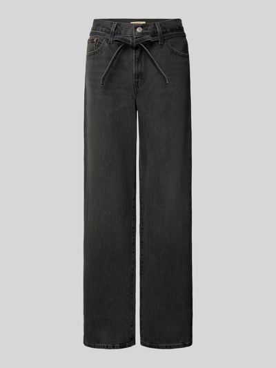 Produktfoto, dunkelgraue Straight Fit Jeans aus reiner Baumwolle von Levi's® 300, weite Form, sichtbare Struktur, Damen Weite Hose