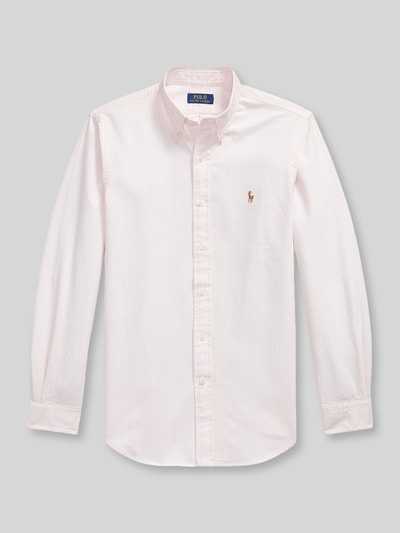 Produktfoto, hellrosa Custom Fit Freizeithemd aus reiner Baumwolle von Polo Ralph Lauren, dezente Streifen, feine Textur, Herren Freizeithemd