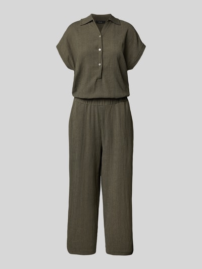 OPUS Jumpsuit met structuurmotief, model 'Melti polo' Olijfgroen - 2