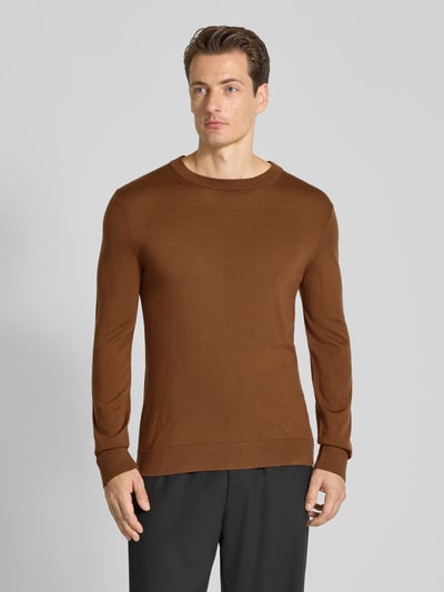 SELECTED HOMME Regular fit pullover van zuivere merinowol, model 'TRAY' Cognac - 4