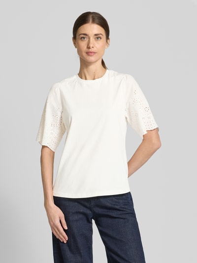 YAS T-Shirt mit Lochmuster Modell 'YASLEX' Offwhite 4