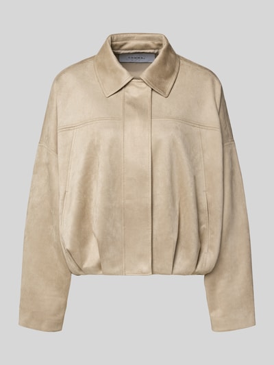 Produktfoto, Relaxed Fit Blouson in Leder-Optik von COMMA in Beige mit Umlegekragen und Drapierungen, weiche glatte Textur