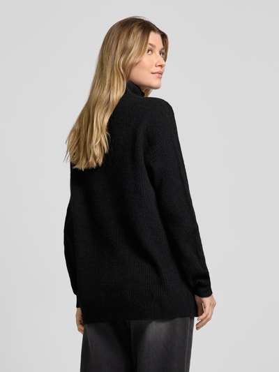 Vero Moda Regular Fit Strickpullover mit Troyer-Kragen Modell 'MILI' Black 5