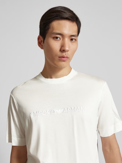 Emporio Armani T-Shirt mit Label-Stitching Offwhite 3