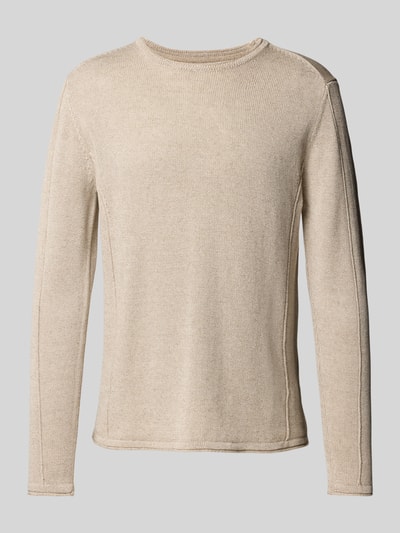 GABBA Regular Fit Strickpullover aus Leinen-Baumwoll-Mix Sand 2