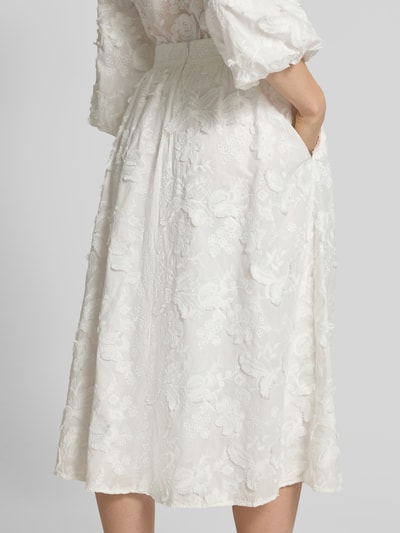 Christian Berg Woman Midirock mit Motiv-Stitching Offwhite 3