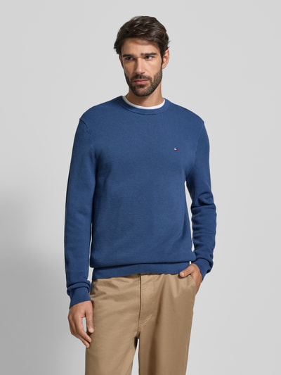 Tommy Hilfiger Sweter z dzianiny o kroju regular fit z czystej bawełny Jeansowy niebieski 4