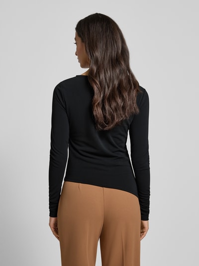 GUIDO MARIA KRETSCHMER WOMAN Slim fit shirt met lange mouwen in geplooide look, model 'Hellen' Zwart - 5