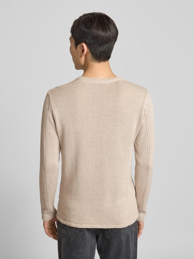 GABBA Regular Fit Strickpullover aus Leinen-Baumwoll-Mix Sand 5