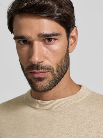 MCNEAL Strickpullover aus Baumwoll-Kaschmir-Mix mit Rundhalsausschnitt Mud Melange 3