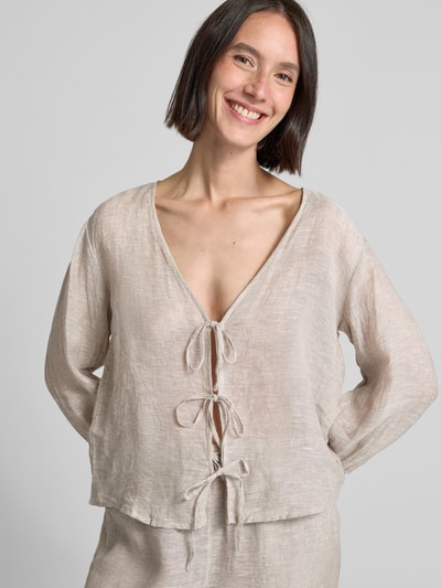 Christian Berg Woman Loose Fit Hemdbluse aus reinem Leinen Beige 3