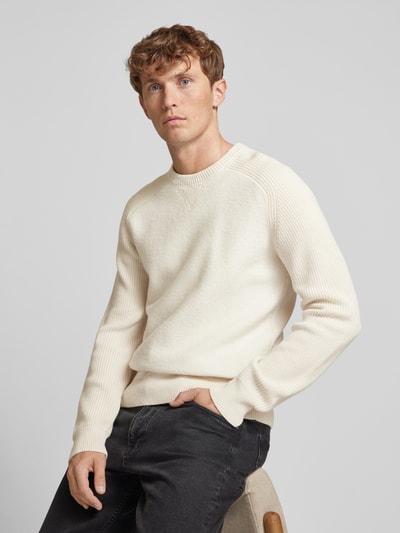 BOSS Gebreide pullover met ronde hals, model 'Ematero' Offwhite - 3