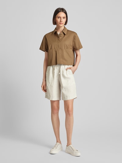 Marc O'Polo Linnen short met streepmotief Beige - 1