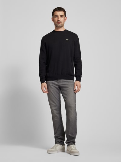 Lacoste Gebreide pullover met labelstitching Zwart - 1