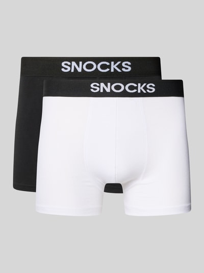 SNOCKS Trunks mit Logo und elastischem Bund im 2er-Pack Weiss 1