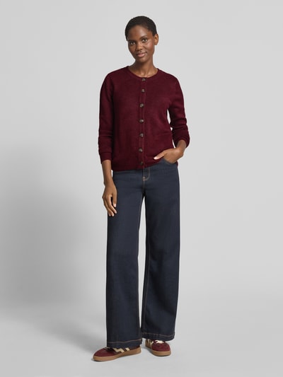 Soyaconcept Gebreid jack met ronde hals, model 'ORLEAN' Bordeaux gemêleerd - 1