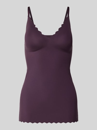 Skiny Top met bandjes en golvende zoom Aubergine - 1