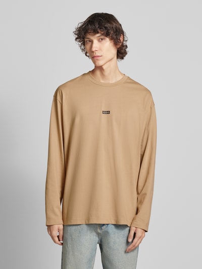 Hugo Blue Longsleeve mit Label-Print Modell 'Nichaboso' Beige 4