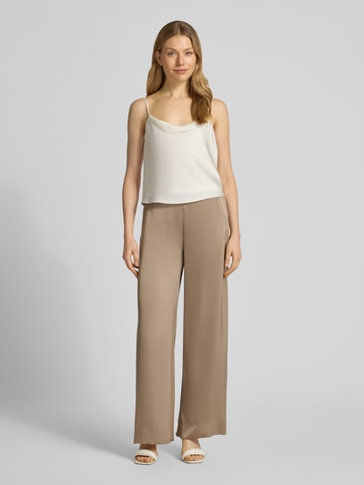 HUGO Relaxed Fit Wide Leg Hose mit elastischem Bund Modell 'HASELI' Beige 1