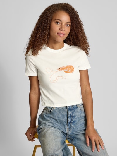 ONLY Regular Fit T-Shirt aus reiner Baumwolle Modell 'KELLY LIFE' Offwhite 3