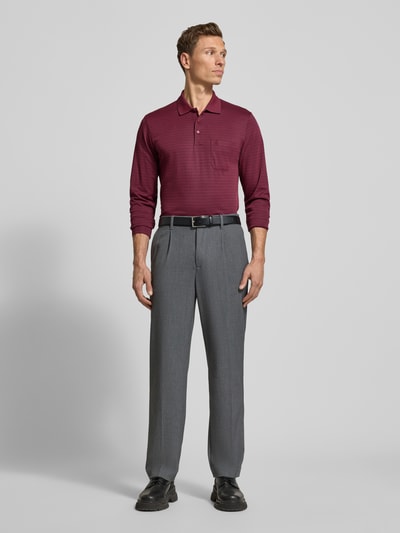 RAGMAN Regular Fit Poloshirt mit Brusttasche Modell 'Fineliner' Bordeaux 1