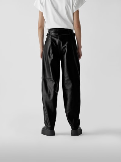 The Mannei Lederhose mit Label-Details Schwarz 5