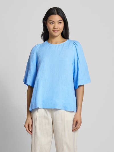 Seidensticker Regular Fit Leinenblusenshirt mit 1/2-Arm Hellblau 4