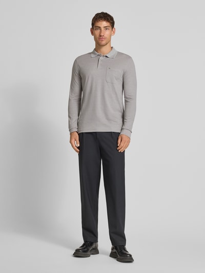 Christian Berg Men Regular fit poloshirt in design met lange mouwen Middengrijs - 1