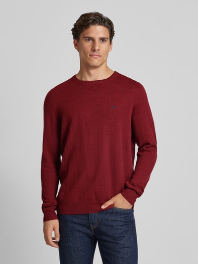 Fynch-Hatton Strickpullover mit Label-Stitching Bordeaux 4