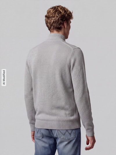 Selected Regular Fit Strickjacke aus reiner Baumwolle Modell 'DANE' Hellgrau 5