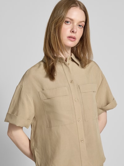 MOS MOSH Regular Fit Bluse aus Lyocell-Leinen-Mix Modell 'Havannah Alexis' Hellbraun 3