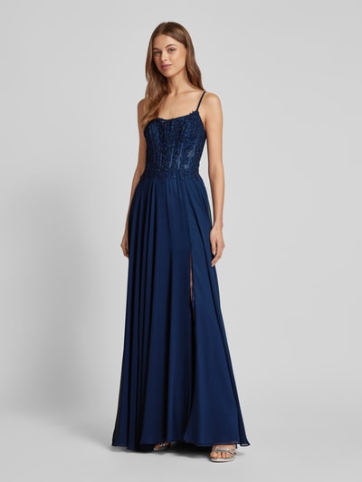 Mascara Abendkleid mit gelegten Falten Marine 1