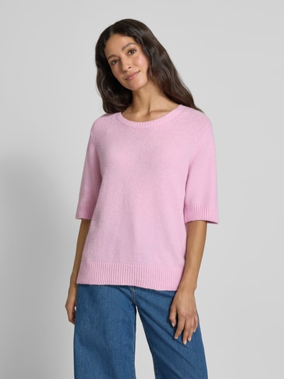 Milano Italy Oversized Strickpullover mit Rundhalsausschnitt Rose 4