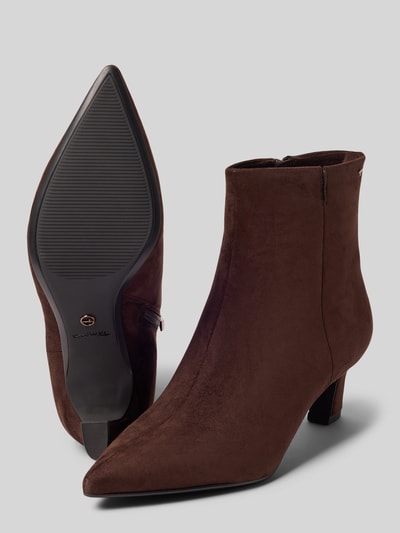 Tamaris Stiefelette mit Blockabsatz aus Veloursleder Dunkelbraun 4