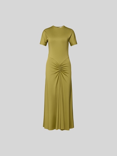 Produktfoto, Midikleid mit Raffungen von Victoria Beckham in Olivgrün, elastischer Material-Mix, taillierte Passform, Rundhalsausschnitt