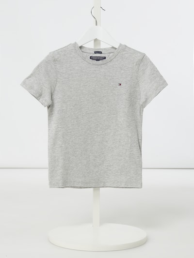 Tommy Hilfiger Kids T-shirt z bawełny organicznej z detalami z logo  Średnioszary melanż 1