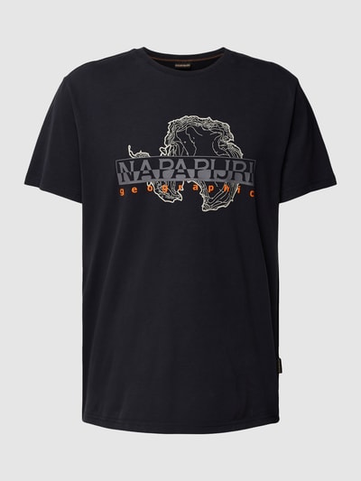 Napapijri T-Shirt mit Label-Print und Rundhalsausschnitt Black 2