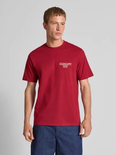 Carhartt Work In Progress T-shirt z wyhaftowanym logo Bordowy 4